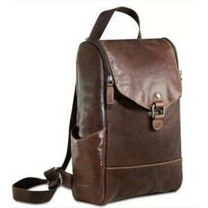 Jack Georges Voyager Convertible Brown Buffalo Leather Backpack NWT # 7137